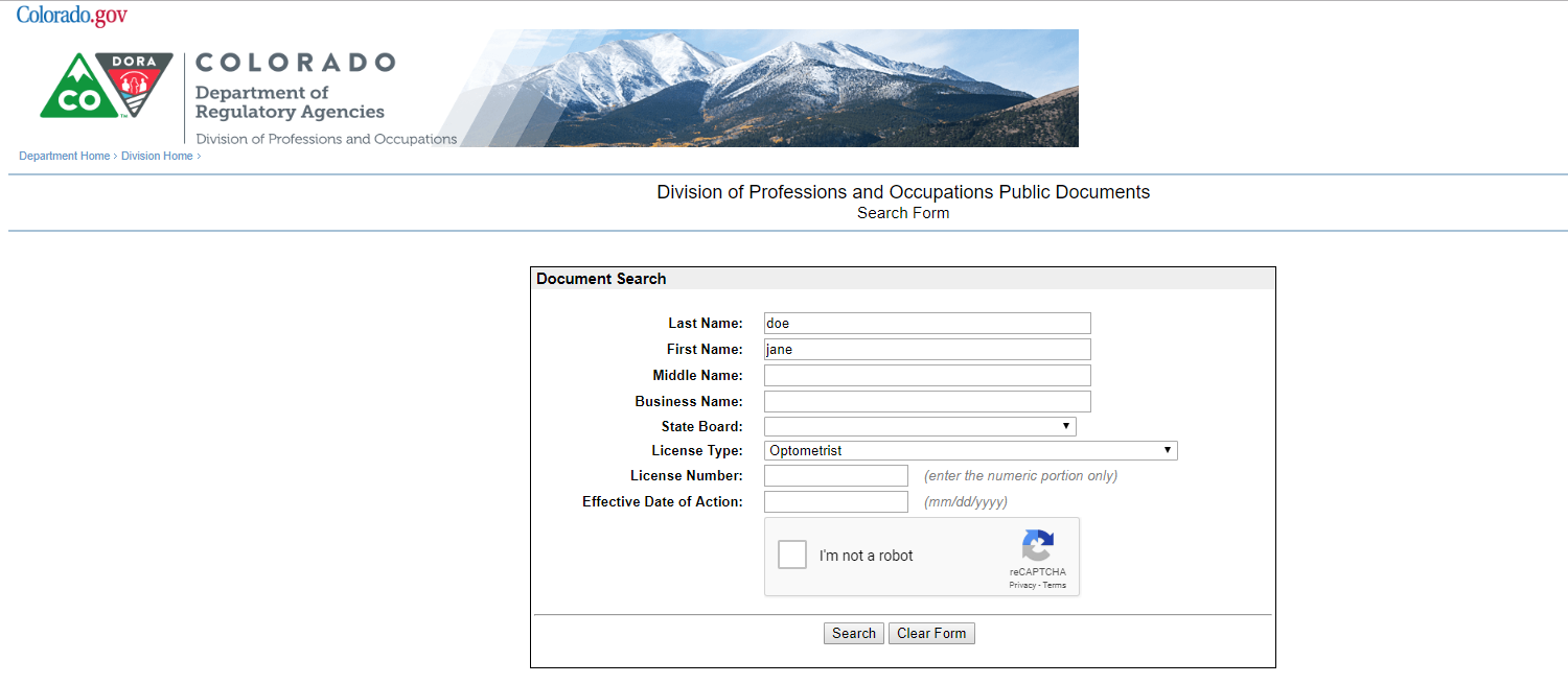 Check a health care professional's background